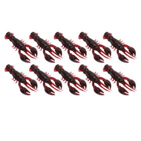 10pcs Soft Fishing Lure Crawdad Bait PVC Shrimp Artificial Soft Lure Baits for Bass FishingDark Red A Pack of Ten (Color: Red)