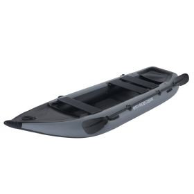 inflatable fishing kayak US warehouse freeshipping cheap PVC inflatable fishing kayak inflatable 2 or 3 persons pedal canoekayak kayak pesca con (Color: grey)